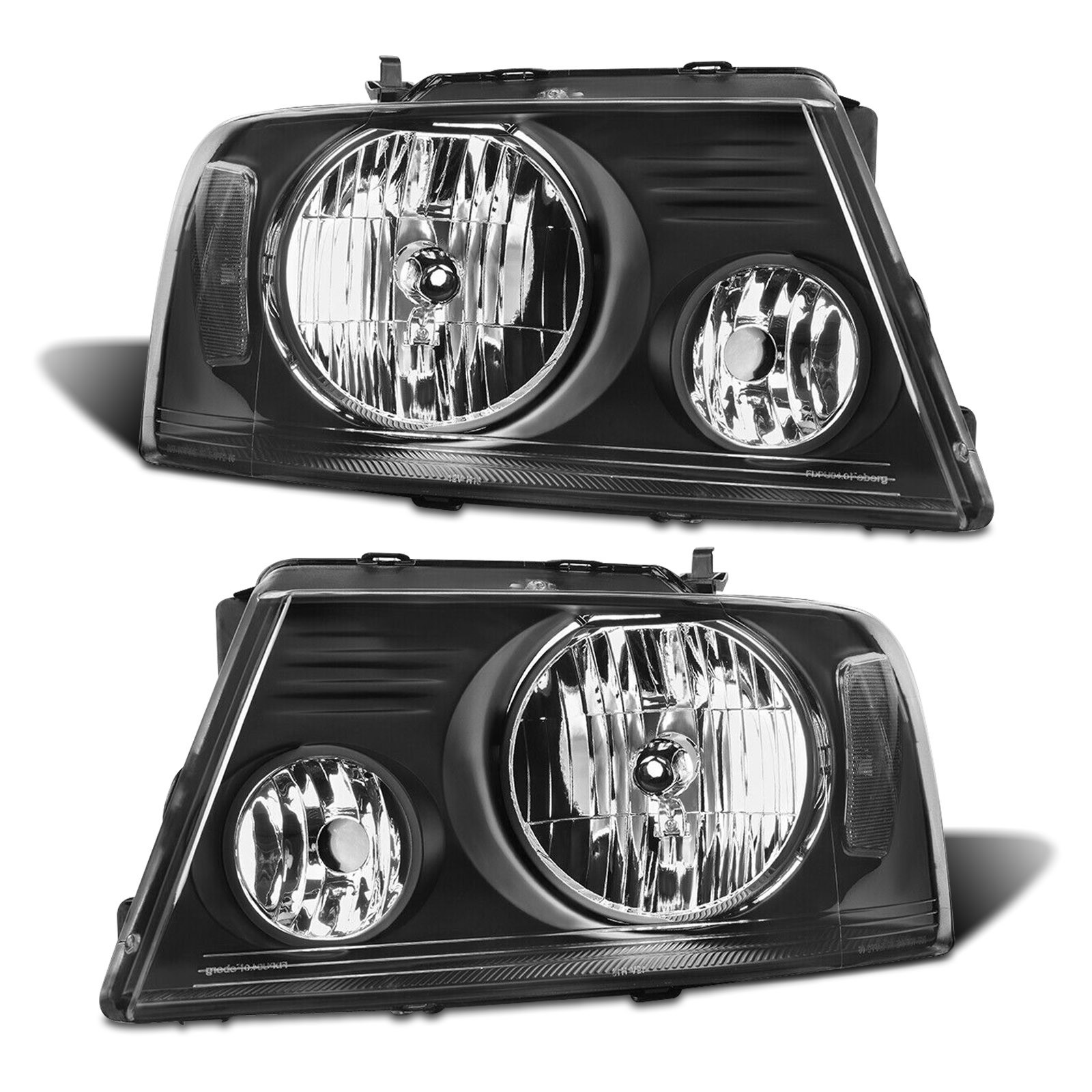 Direct-Fit Pair Headlights Compatible with 2004-2008 Ford F150 06-08 Lincoln Mark LT Black Clear Corner